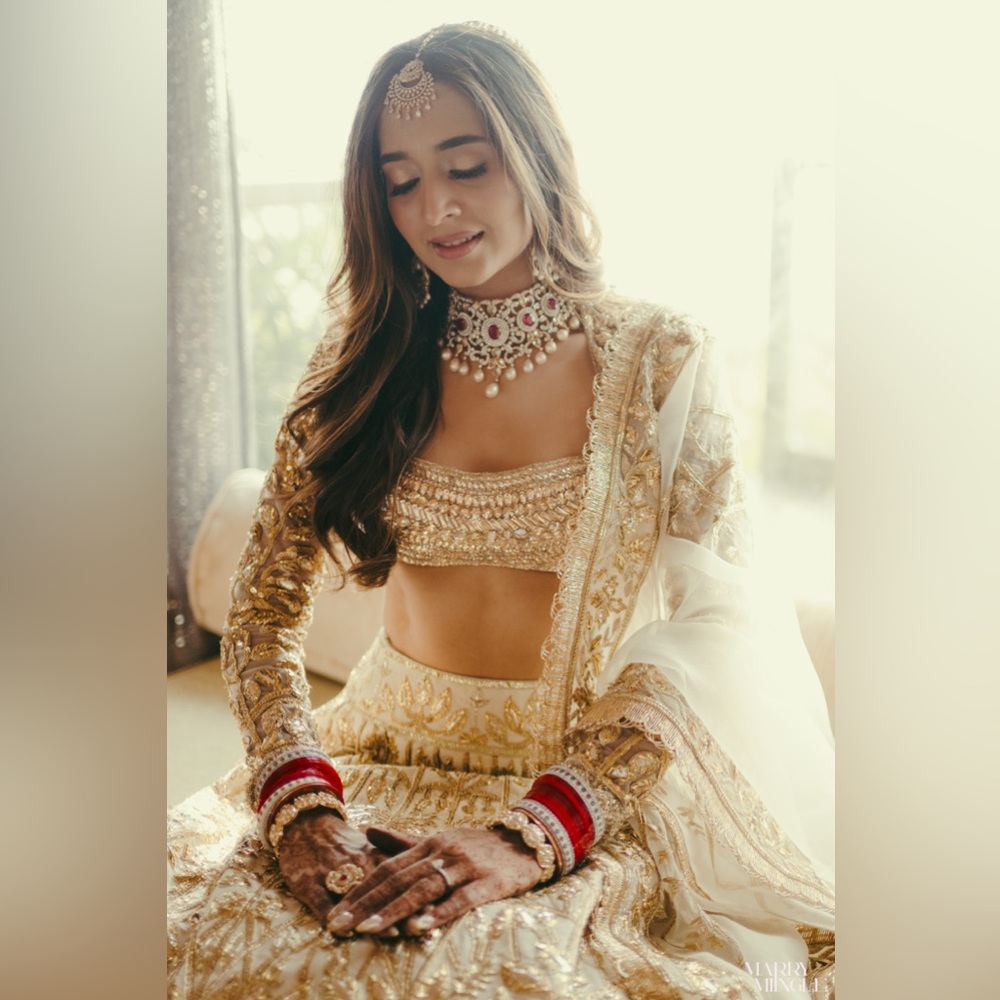 Bridal Lengha  Manish Malhotra (White and Gold)